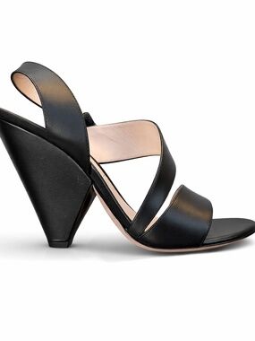 Gianvito Rossi Sculptural Heel Sandals Black Leather Size 38 Made in Italy